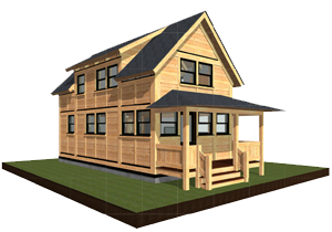 Tiny Timber porch cottage design