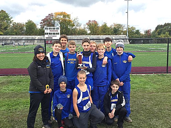 xc Lansing modified boys with 3rd place trophy at Auburn Invitational