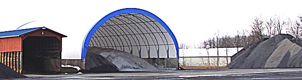 Plenty of salt and grit is stored at the Lansing Highway Department, ready to be loaded onto plow trucks whenever needed