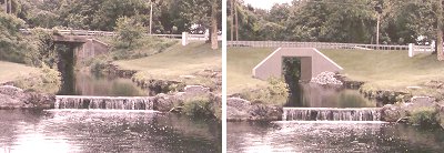 Before (left) and after. The new culvert will be prefabricated and dropped into place in one piece. Viewed from the west side of Route 34, looking east. bridgeclose_beforeafter