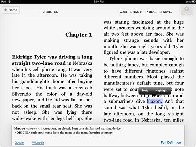 Kindle -- if this e-reader doesn't have a feature wait a few weeks and the next update is likely to have it, smartly designed and imminently usable ereader_kindle_400
