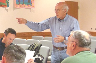 Andy Sciarabba (standing) at Monday's Lansing Planning Board Meeting grocery_andy