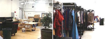 A scene shop (left) and costume shop (right) will provide space and tools to construct in-house production values ihspac_shops