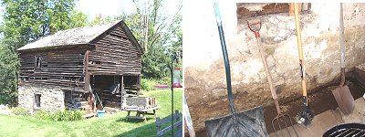 With a spring house below and a living space above, the Miller's settlers cabin still has a spring (right) running through the downstairs portion millercabin_outside_stream