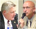Incumbent Peter Meskill (left) and challenger Ken Lansing sheriffdebate_120