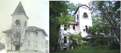 Ludlowville Union School about a century ago and today unionschool_thenandnow