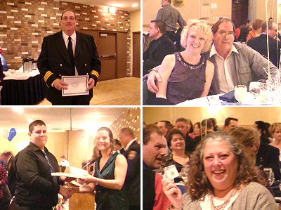 Clockwise from upper left: Dennis Griffin, Anne and Rick Drake, Melanie Towner, Alex Shehu with Kimberly Sweeney firedeptdinner_awards400