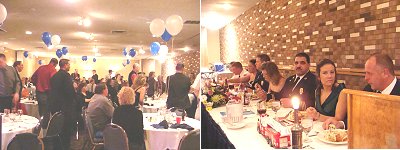 At Right, near to far: Chief Scott Purcell, Kimberly Sweeney, Deputy Chief Brad George at the head table firedeptdinner_headtable400
