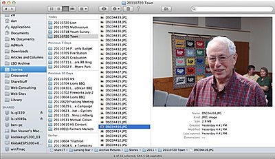 This folder is set in Finder to sort by the latest modified file. While processing pictures for the Lansing Star that brings all the new pictures to the top, which makes them quite a bit easier to find than in Snow Leopard's Finder. It only took a minute to get addicted to the sorting capabilities in the new Finder, which make the upgrade worth it even if you don't love the other new features. lion_finder