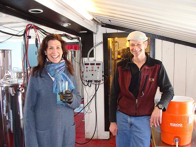 Rogue's Harbor Inn and Brewing Company owner Eileen Stout with Brewer Chris Williams rogues_cca_eandc400