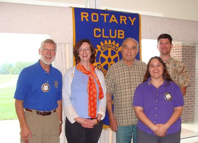 (Left to right) Co-presidents Ed Siemon and AnnMarie Hautaniemi, Art Muka, Vickey Beaver, and Jase Baese rotary group