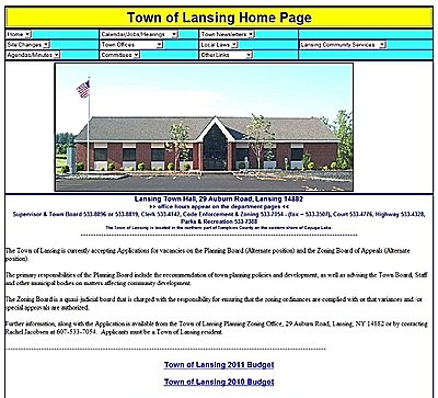 For ten and a half years Lyle Wadell volunteer as the Town of Lansing's Webmaster, maintaining this familiar Web site. wadell_townsite400