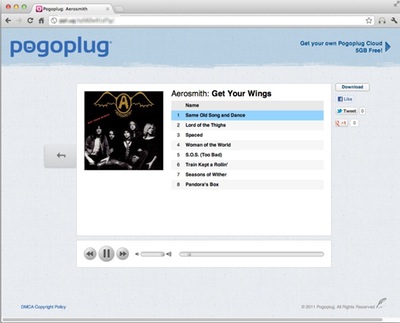 I sent myself a link to an Aerosmith album and could instantly stream it in my Web browser. cs_music
