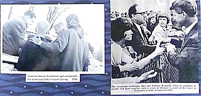 Governor Nelson Rockefeller at Rogue's Harbor Inn in 1960 (left) and Robert Kennedy visits Tompkins County in 1961 elechist_rockkennedy