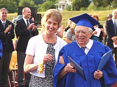 Fred Voss with retiring English Teacher June Martin. "She's my star teacher," Voss says. fv_withmartin