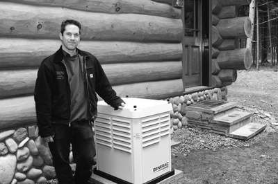 Brian LaMorte, Owner of LaMorte Electric, at the site of a recent home generator installation. generatorlamorte400