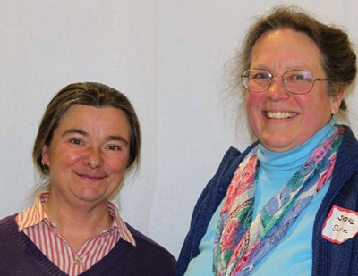 Gail Blake (left) and Sheryl Swink of Ithaca Community Gardens hoardaward2012