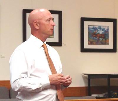 Tompkins County Sheriff Ken Lansing at Wednesday's Lansing Town Board meeting town_kenlansing