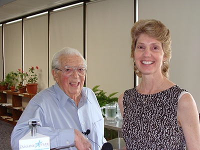 Fred Voss with Lansing High School English teacher June Martin voss_fvandjm