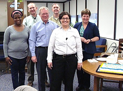 School Board members (left to right) Aziza Benson, Glenn Swanson, David Dittman, Tom Robinson, Superintendent Chris Pettograsso, Julie Boles (Christine Iacobucci not pictured) cp_withboard400
