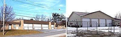 Newly rennovated Central Station (left) in South Lansing, and the new Station 5 in the Village of Lansing fd_station1and5