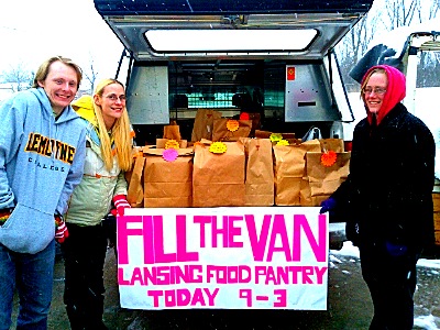 (Left to right) Howard Peters, Shannon Canino, Rebecca Hewitt foodbag_van