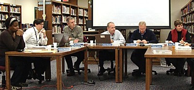 Left to right: Aziza Benson, Acting Superintendent Chris Pettograsso, Tom Robinson, Glenn Swanson, David Dittman, Julie Boles (Christine Iacobucci not pictured) lboe012013