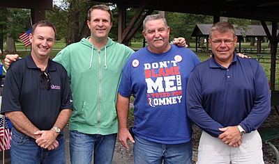 Left to right: Lansing Councilman Robert Cree, County Legislature candidate Mike Sigler, County Republican Committee Chairman Jamie Drader, Town Board candidate Doug Dake rp_creesiglerdraderdake