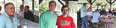 Former Lansing Supervisor Scott Pinney (right), Mike Sigler with Lansing Councilman Ed LaVigne (center), voters meet with candidates over barbecue (right) rp_threepics