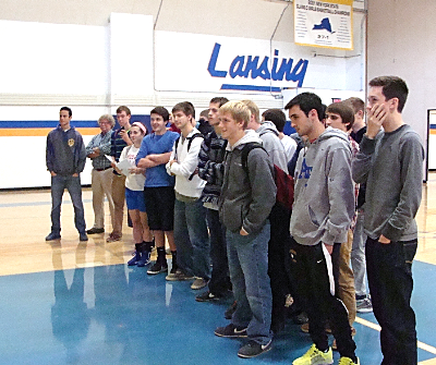 The Lansing Varsity Boy's Soccer teammates came to show support for their teammate Alex Schutz as he officially signed with St. Bonaventure. He and his his teammates compete this weekend at the NYSPHSAA Boys Soccer State Championships - Class C schutzbb_team