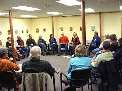 24 Lansing and Southern Cayuga residents met to help each other bring down the cost of solar energy installations for their homes solarize_octmeeting