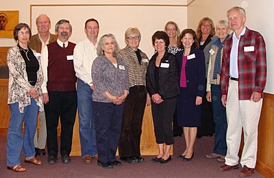 (left to right) Town Councilwoman Katrina Binkewicz, Village Trustee John O'Neill, Councilman Ed LaVigne, Councilman Robert Cree, Town Supervisor Kathy Miller, Councilwoman Ruth Hopkins, Trustee Patricia O'Rourke, Deputy Town Supervisor Sharon Bowman, Trustee Julie Baker, Village Clerk Jodi Dake, Trustee and Deputy Mayor Lynn Leopold, Mayor Donald Hartill twoboards2013_400