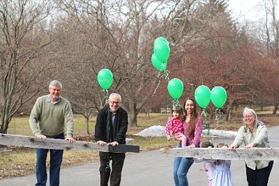 Jim Mack, horticultural and grounds operations manager and Dr. Christopher Dunn, the E. N. Wilds director of Cornell Plantations, along with some anxious families open the gates to the Arboretum for the season Cornell Arboretum