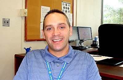 Lansing Middle School Principal Jeffrey Evener in his new office last week evener_inoffice