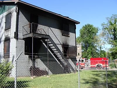 ithaca's training facility includes a two story cinder block tower in which live fire scenarios can be enacted. Many local fire departments, including Lansing's, train there. firetrainingtower-ithaca400