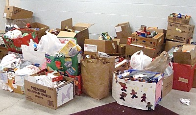 Decorated boxes from Lansing Elementary School are popular for Christmas at ther December Food pantry foodpantrydec boxes