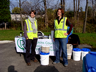 Drop Spot Attendant Latitia De Freslon (left) and Waste Reduction and Recycling Specialist Kat McCarthy fsds DeFreslonMcCarthy