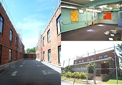 Between the two wings of the 'castle' building is an area that could be perfect for a rooftop café. Another building (lower right) used for psychiatric care could be turned into art and music practice rooms, or office space. gs_3shots