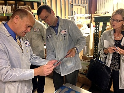 Reed with EMF Director of Operations and Engineering, John Vakiner and Elizabeth Rogan, CEO of The Optical Society reed10-3-14EMFTour1