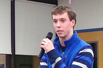 Andrew Parkes telling the Board of Education about the Lansing Robotics Club on January 13 robot_parks