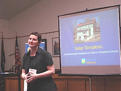Solar Tompkins Program Director Melissa Kemp in the Lansing Town Hall solar_melissakemp400