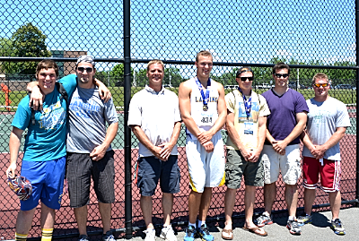 (From left) Anders Presthus, Coach Andy Lockwood, Coach Doug Smith, Ben Roarke, Dylan Bland, Coach Rusty Landon, Coach Matt Scheffler trackstates_athscoaches