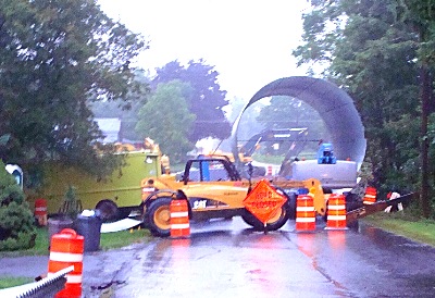 The Lansing Highway Department assembled an enormous culvert in late August to prepare it for installation. water_tripterraceculvert