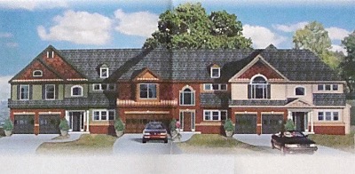 An artist's elevation of the proposed design for the townhouse buildings cayugafarms elevation