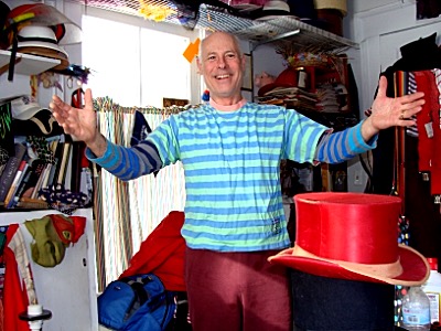 Frank Towner in the 'Clown Room in his Lansing home crossroad clownroom