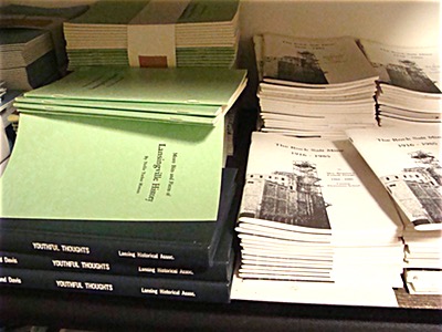 A surprisingly large collection of books about Lansing history are available for sale. Historical Association Books