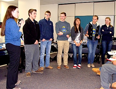 Left to right: Andrea Schneider (advisor), Zach Wenzel, Matt Robinson (President), Thomas Galvin (VP), Amanda Van (future Pres), Elizabeth Barrett, Emily Schweitzer (Treasurer). l robot team
