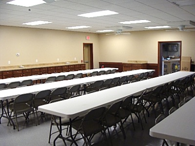 The large diningroom now fits four rows of tables, and it is lned with new counters and cabinets Station 4