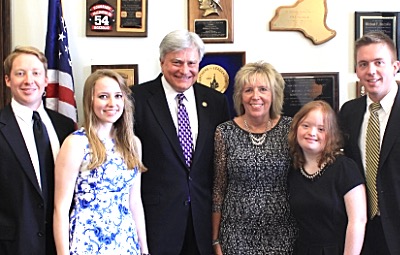 Senator Mike Nozollio with Amy Cram and children nozzolioCram