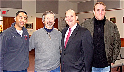 Left to right: Lansing firefighter Haman Anand, Supervisor-elect Ed LaVigne, Congressman Tom Reed, Tompkins Couty Legislator Mike Sigler Tom Reed